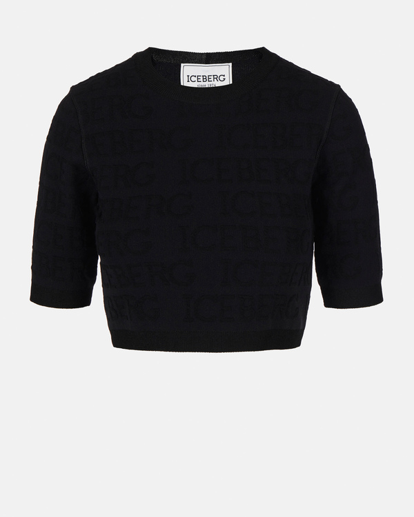 3D logo crop top in black - Iceberg - Official Website
