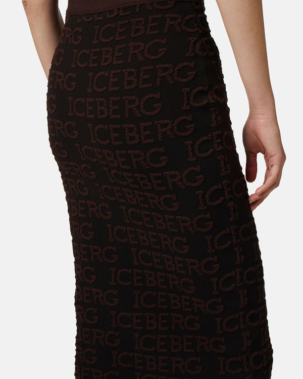 3D logo pencil skirt in brown - Iceberg - Official Website