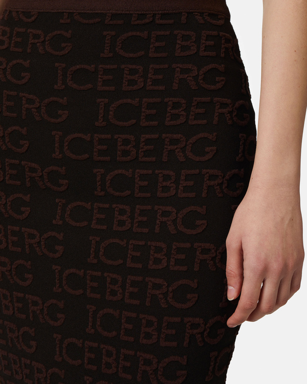 3D logo pencil skirt in brown - Iceberg - Official Website