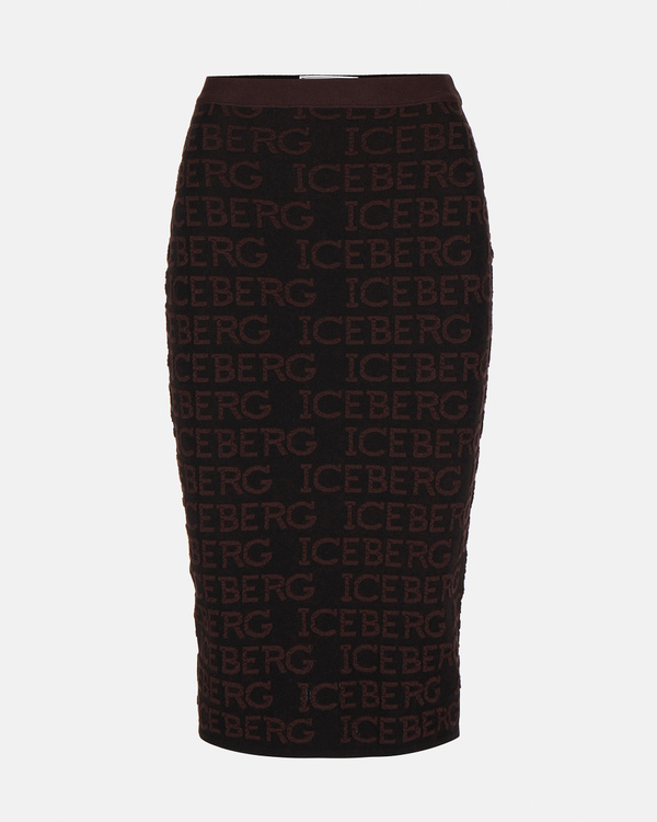 3D logo pencil skirt in brown - Iceberg - Official Website