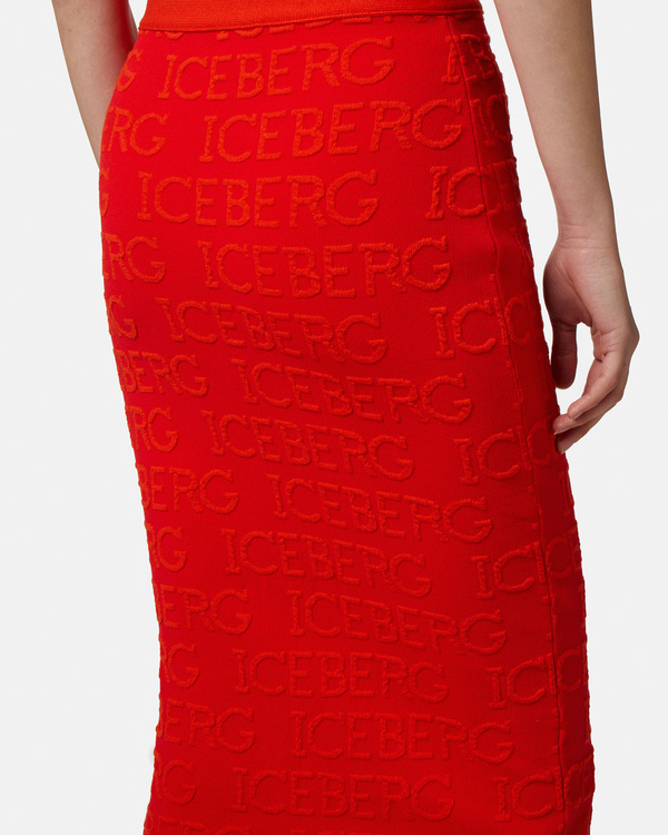 3D logo pencil skirt in orange red - Iceberg - Official Website