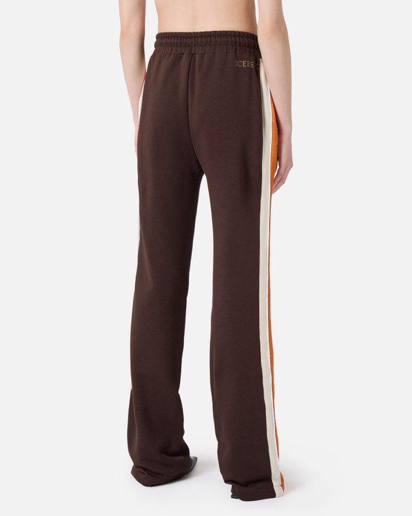 Brown contrasting stripes sport-style trousers - Iceberg - Official Website