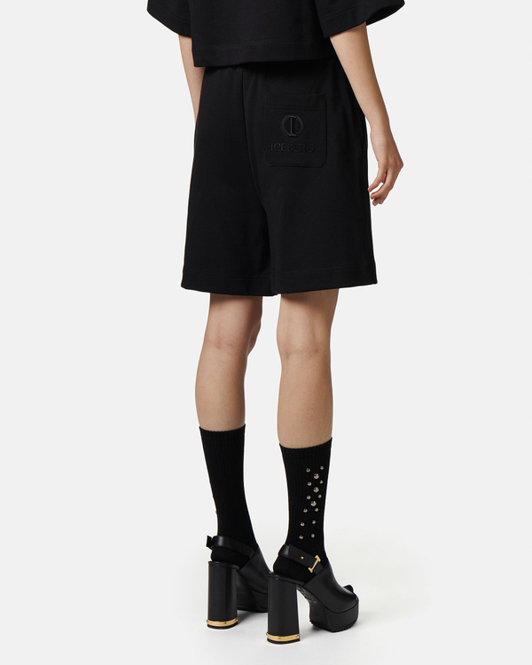 I monogram black fleece shorts - Iceberg - Official Website
