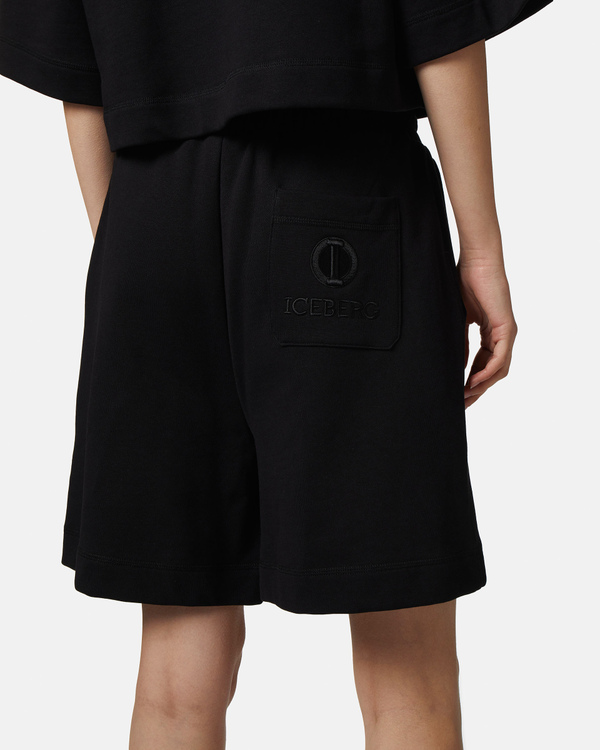 I monogram black fleece shorts - Iceberg - Official Website