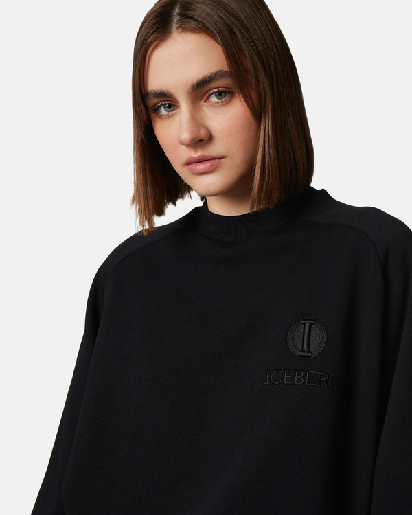 Monogram black cropped sweatshirt - Iceberg - Official Website