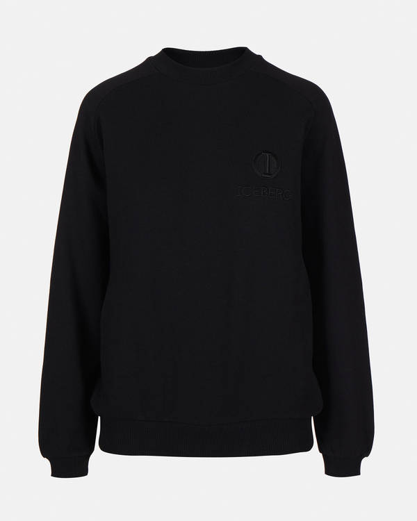 Monogram black cropped sweatshirt - Iceberg - Official Website