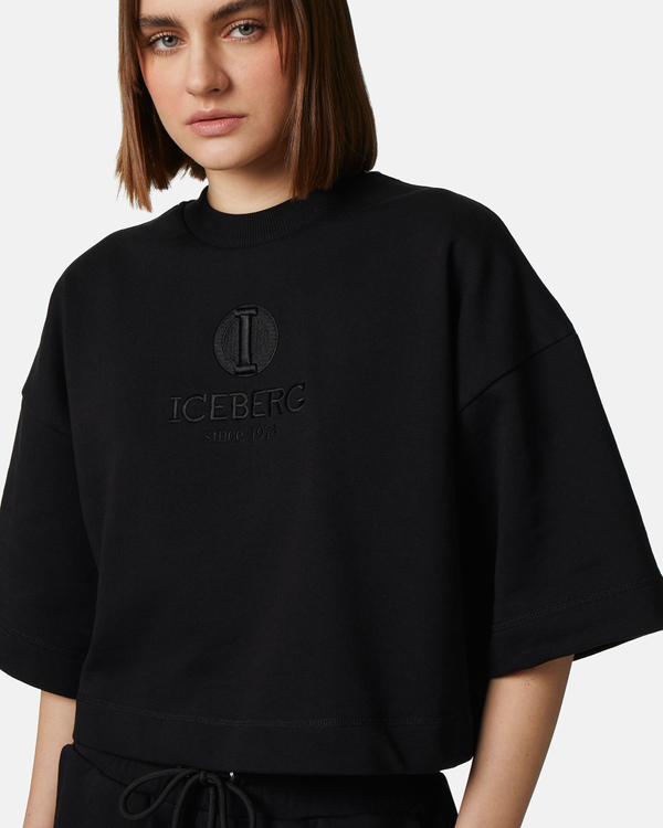 I monogram black short-sleeved sweatshirt - Iceberg - Official Website