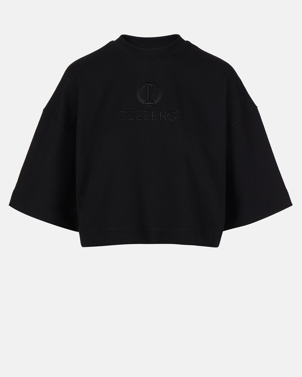 I monogram black short-sleeved sweatshirt - Iceberg - Official Website