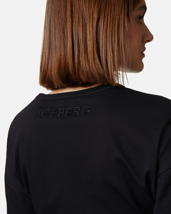 Black crossover t-shirt - Iceberg - Official Website