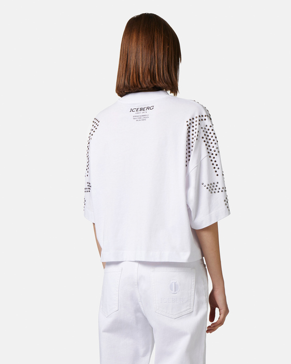 White t-shirt with stud detail - Iceberg - Official Website