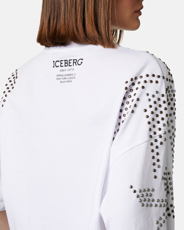 White t-shirt with stud detail - Iceberg - Official Website
