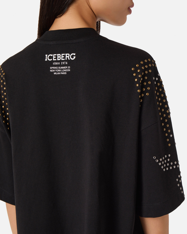 T-shirt nera borchie - Iceberg - Official Website