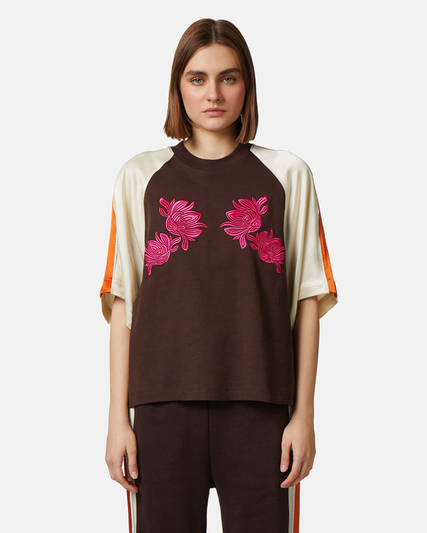 Brown floral print raglan t-shirt - Iceberg - Official Website
