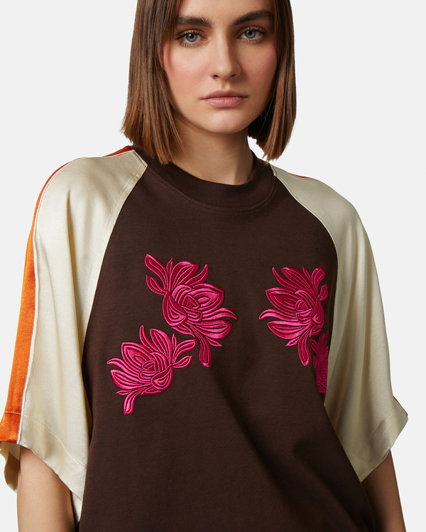 Brown floral print raglan t-shirt - Iceberg - Official Website