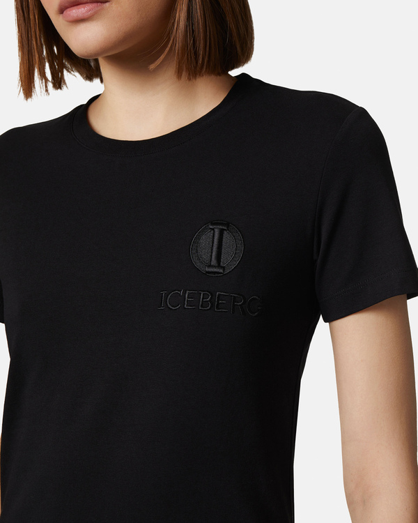 T-shirt nera logo "I" ricamato - Iceberg - Official Website