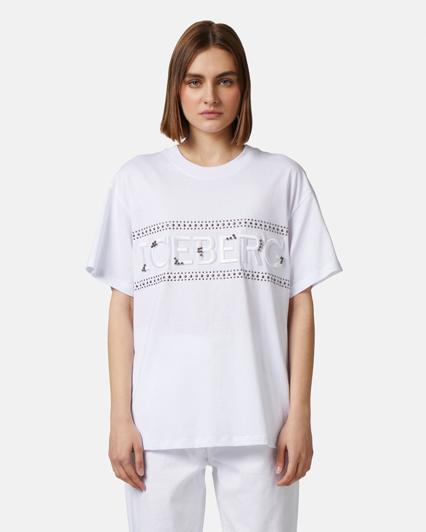 T-shirt borchie bianco ottico - Iceberg - Official Website