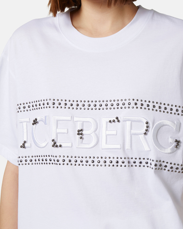 T-shirt borchie bianco ottico - Iceberg - Official Website