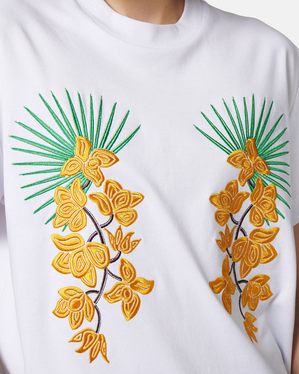Orchid embroidered white t-shirt - Iceberg - Official Website