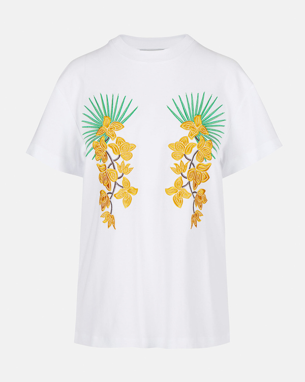 Orchid embroidered white t-shirt - Iceberg - Official Website