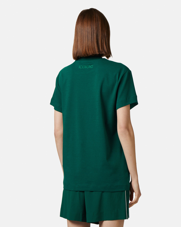 Orchid embroidered dark green t-shirt - Iceberg - Official Website
