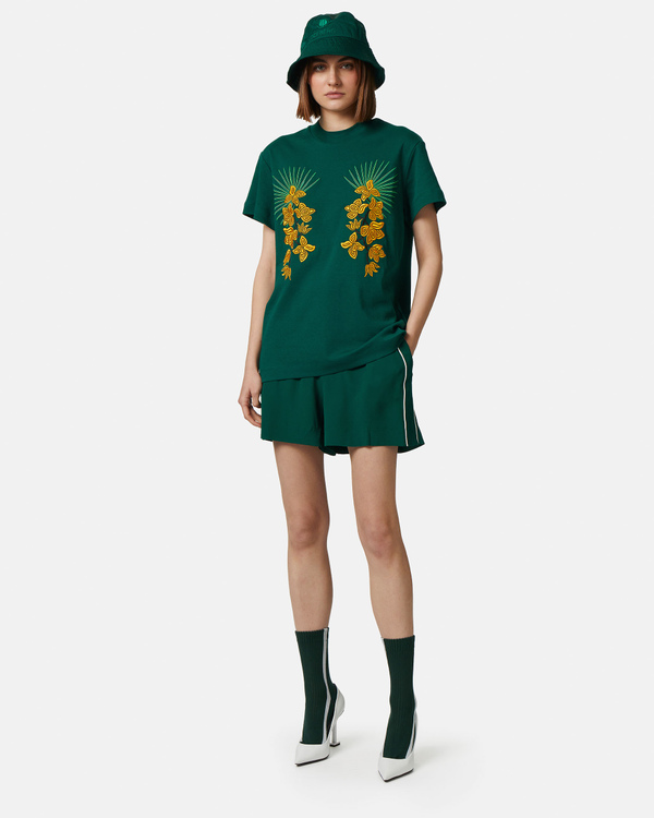 Orchid embroidered dark green t-shirt - Iceberg - Official Website