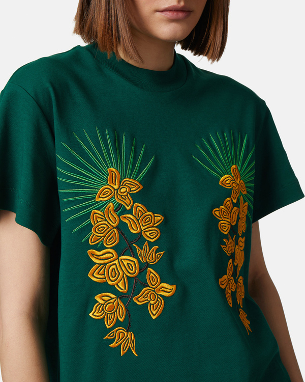 Orchid embroidered dark green t-shirt - Iceberg - Official Website