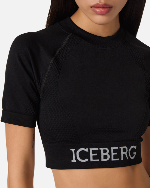 Black active cropped t-shirt - Iceberg - Official Website