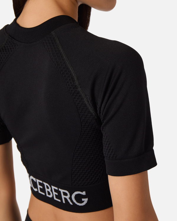 Black active cropped t-shirt - Iceberg - Official Website