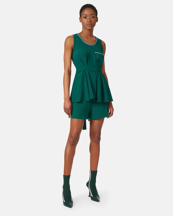 Top with "I" monogram embroidery in dark green - Iceberg - Official Website