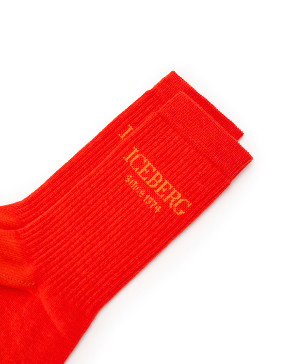 Orange red socks with logo - Iceberg - Official Website