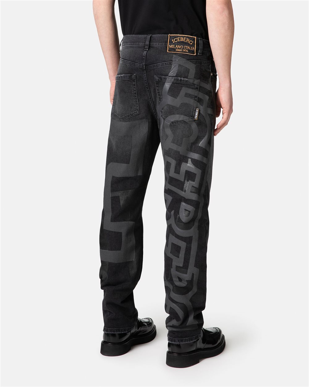 Jeans nero con logo - Iceberg - Official Website