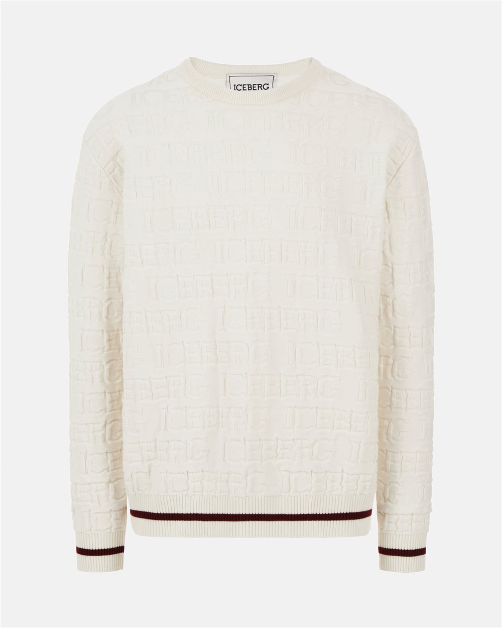 Milky white sweater with allover logo - Iceberg - Official Website