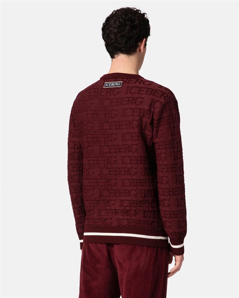 Bordeaux sweater with allover logo - Iceberg - Official Website