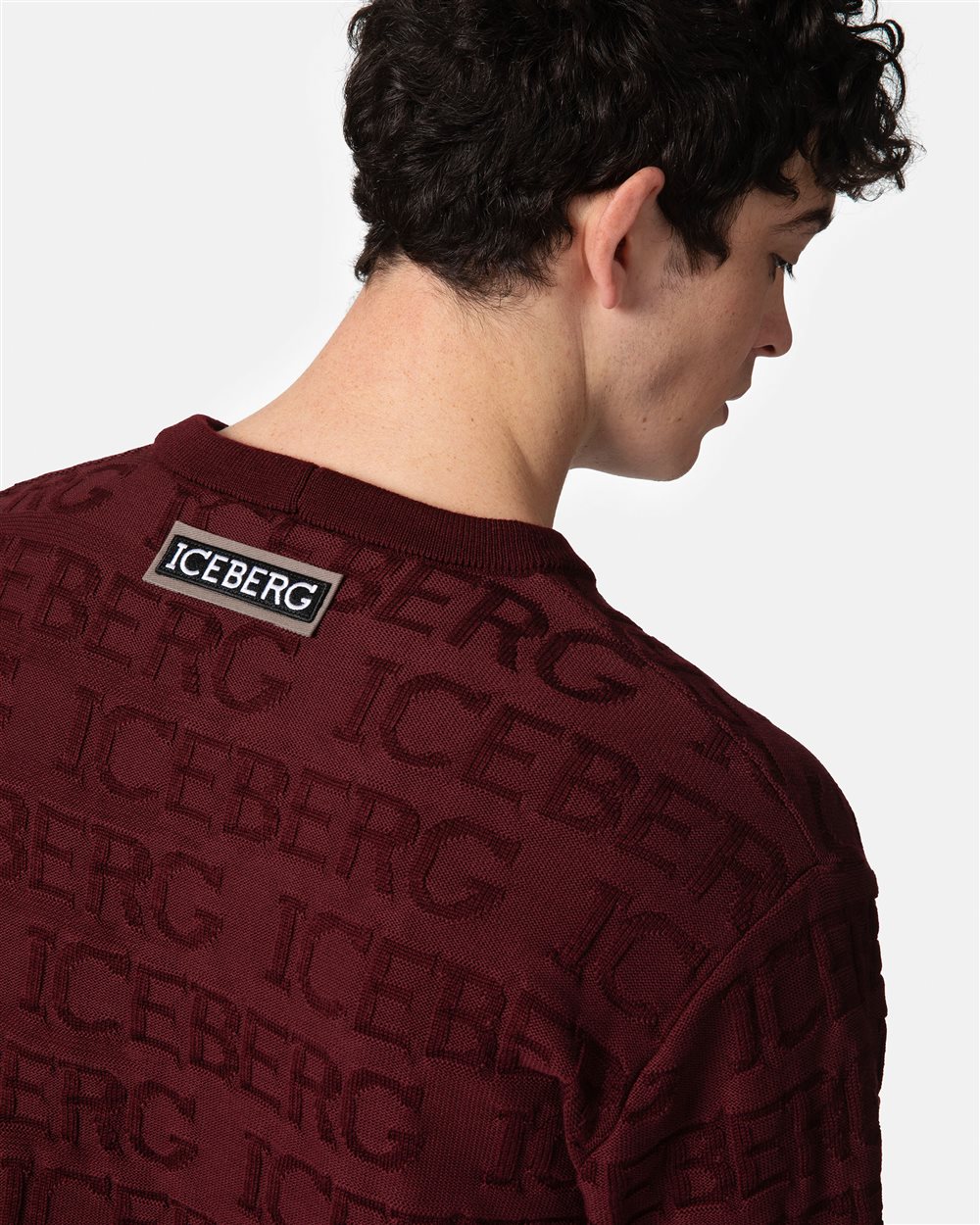 Bordeaux sweater with allover logo - Iceberg - Official Website