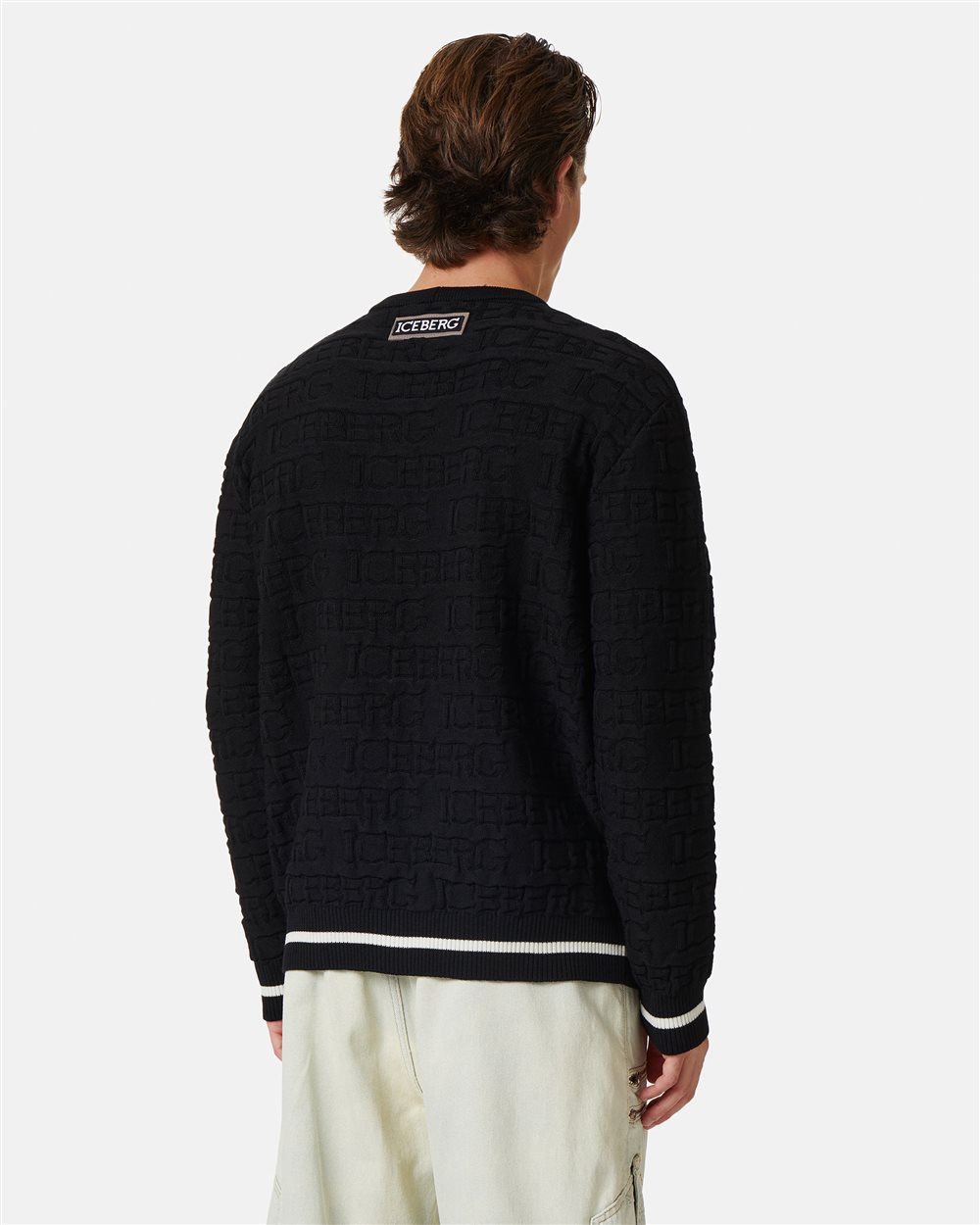 Black sweater with allover logo - Iceberg - Official Website