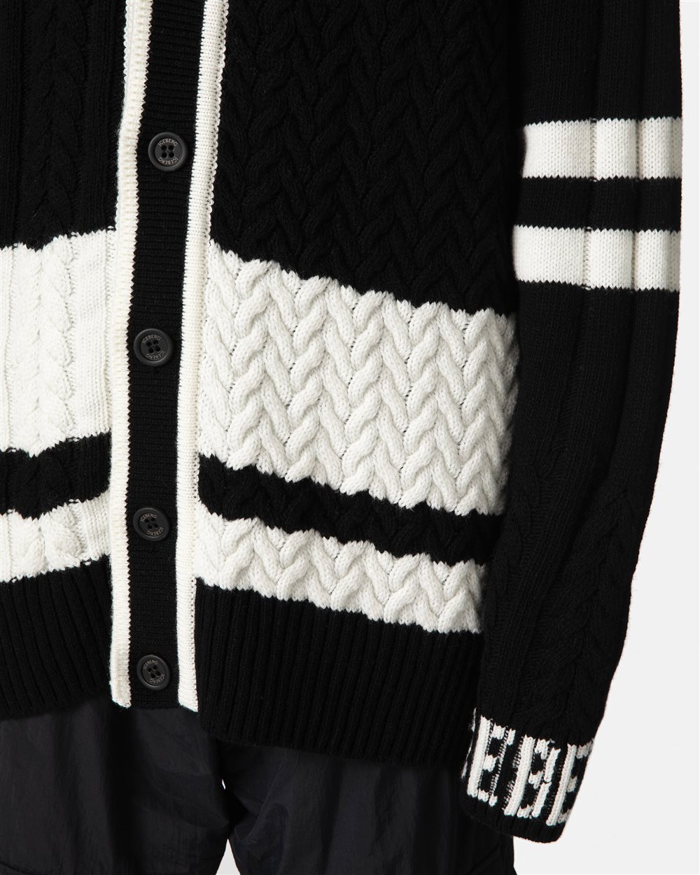 Black cable knit cardigan - Iceberg - Official Website