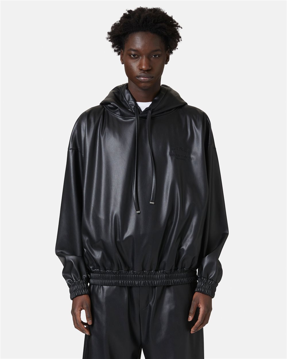 Black eco-leather hooded sweatshirt - Iceberg - Official Website