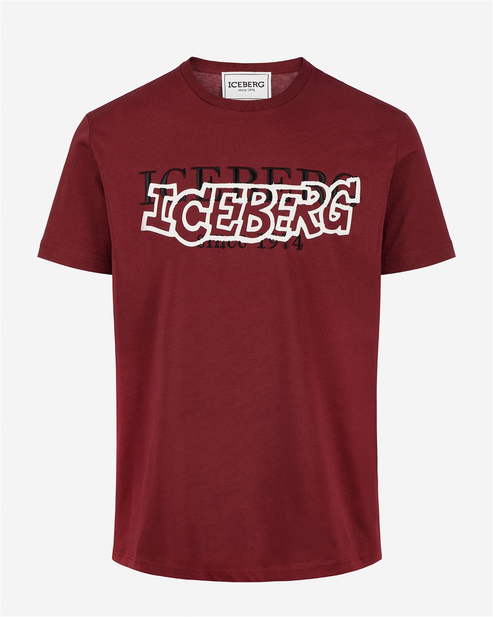 T-shirt bordeaux con doppio logo - Iceberg - Official Website
