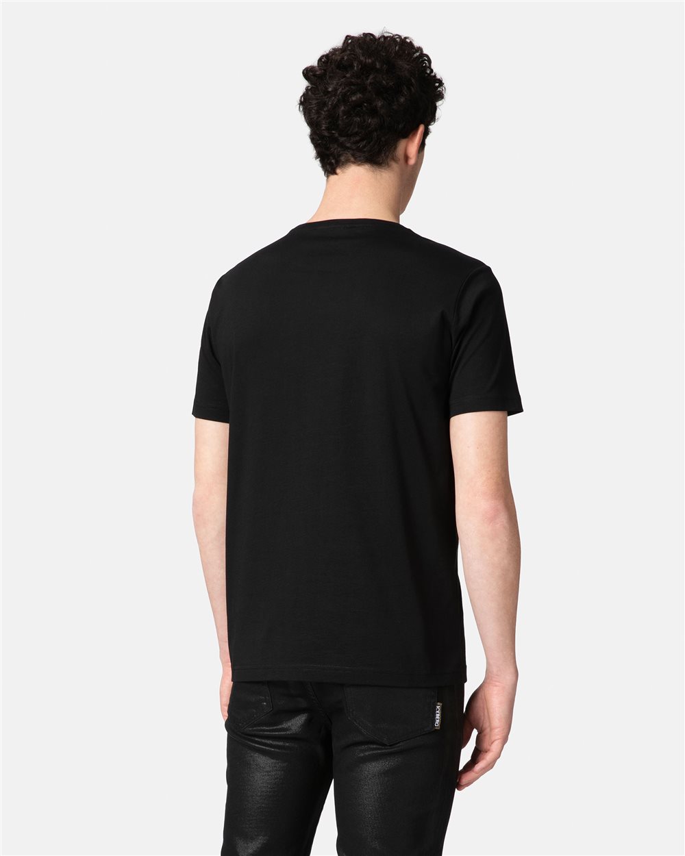 Black T-shirt with studded logo - Iceberg - Official Website