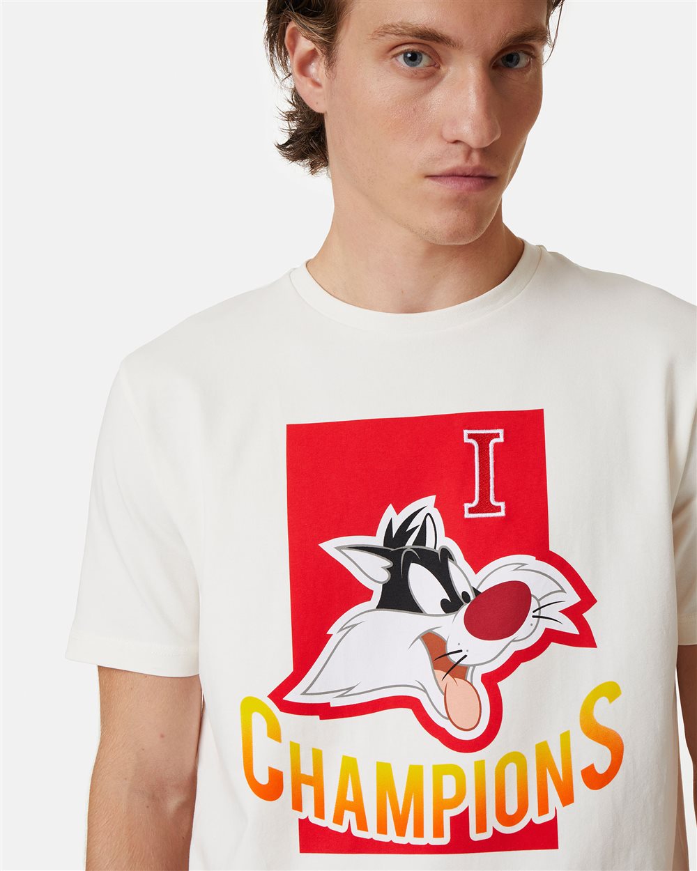 White ivory T-shirt with cartoon graphics - Iceberg - Official Website