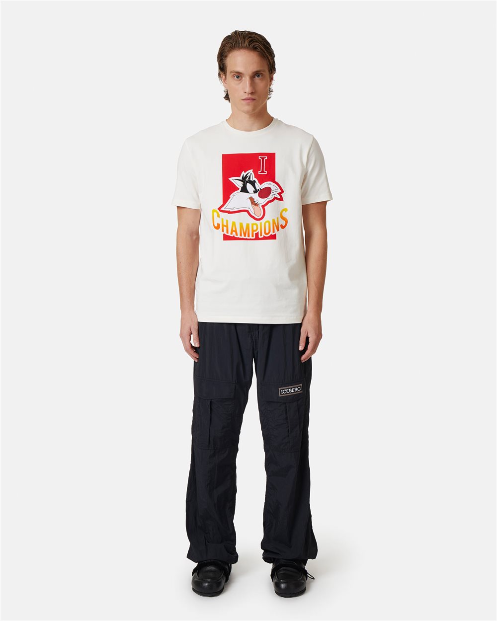 White ivory T-shirt with cartoon graphics - Iceberg - Official Website