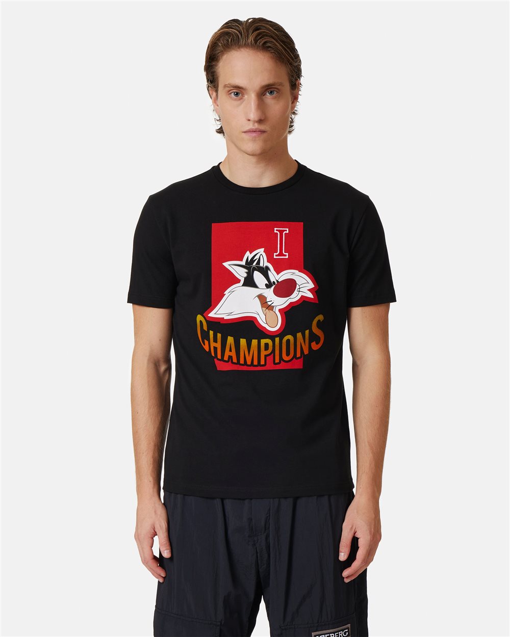 Black T-shirt with cartoon graphics - Iceberg - Official Website