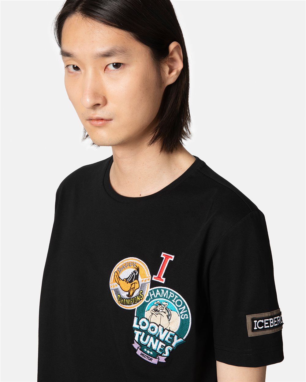 Black T-shirt with cartoon patch - Iceberg - Official Website