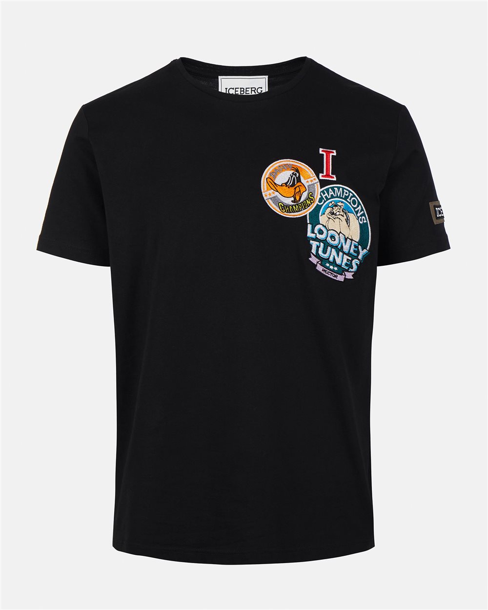 T-shirt nera con patch cartoon - Iceberg - Official Website