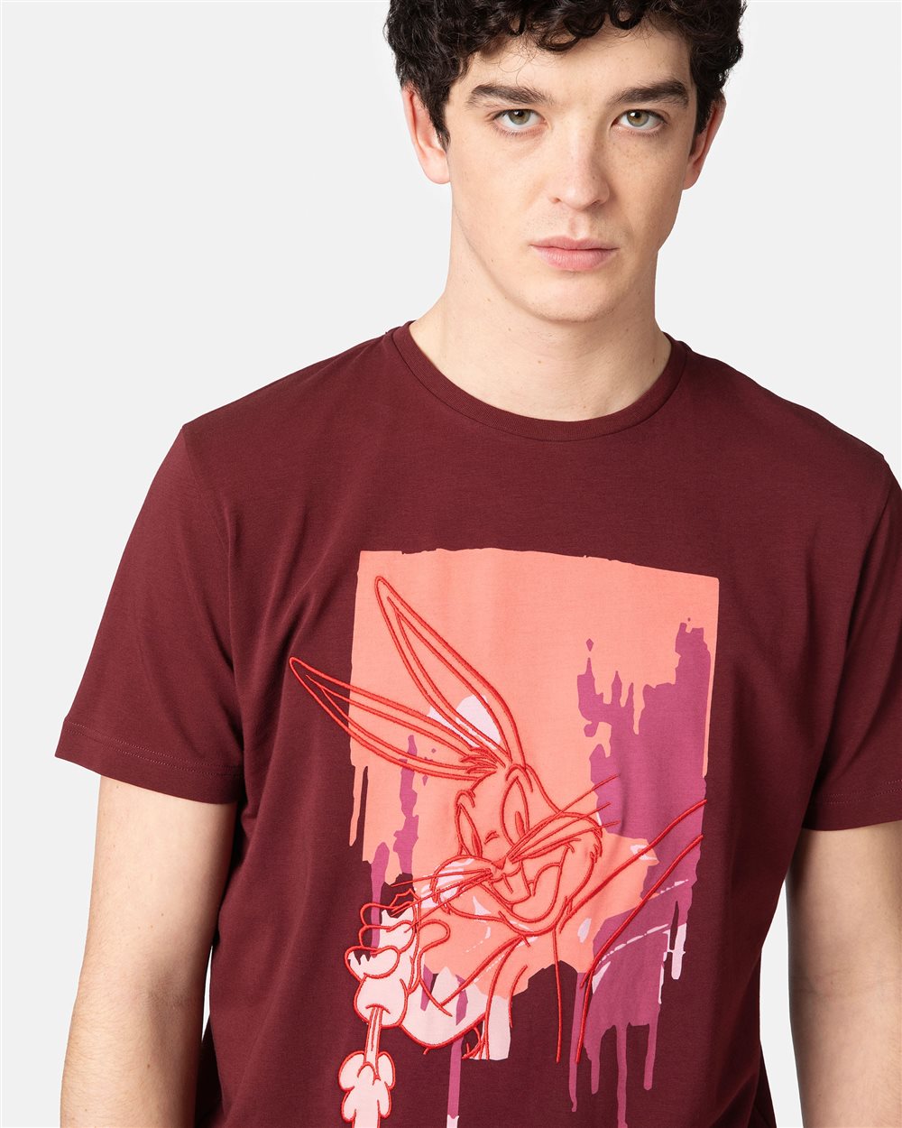 Bordeaux T-shirt with cartoon details - Iceberg - Official Website