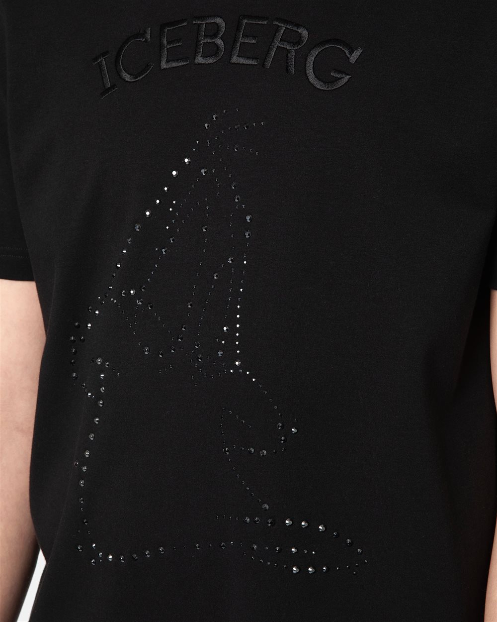 Black t-shirt with logo and studs - Iceberg - Official Website