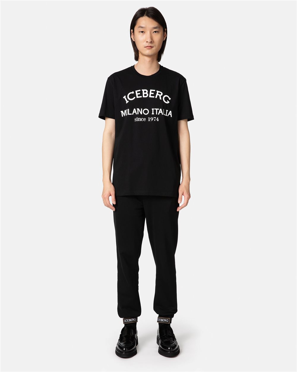 Black T-shirt with institutional logo - Iceberg - Official Website