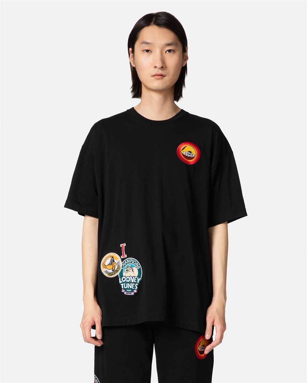 Black T-shirt with cartoon patch and logo - Iceberg - Official Website