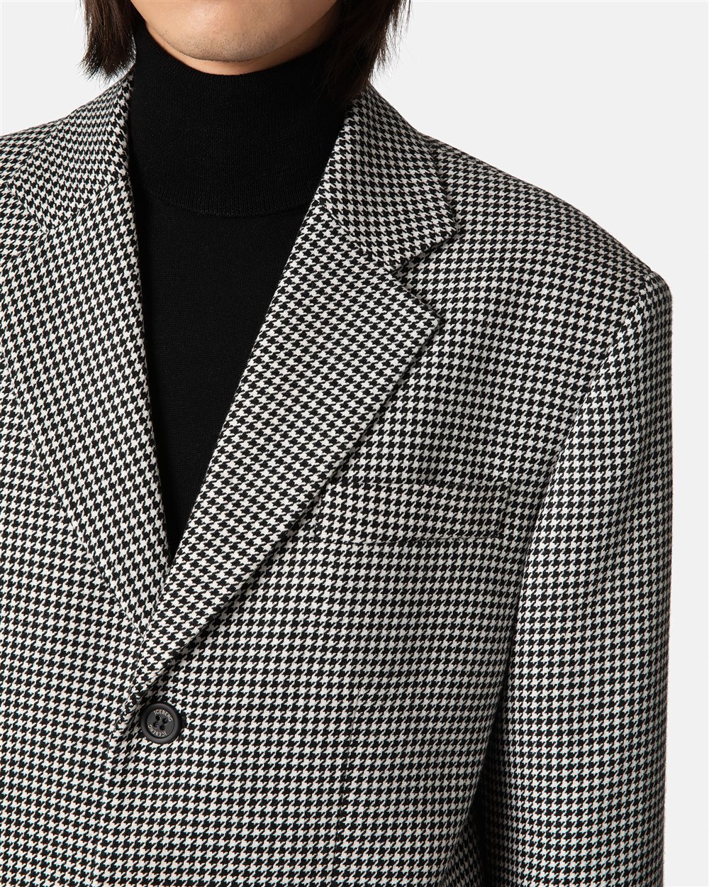 Single-breasted jacket with piede de poule pattern - Iceberg - Official Website