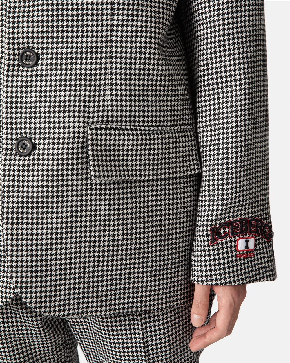Single-breasted jacket with piede de poule pattern - Iceberg - Official Website